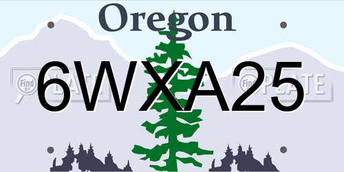 6WXA25 Oregon License Plate