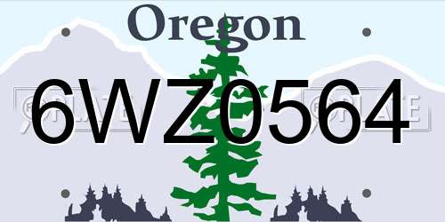 6WZ0564 Oregon License Plate