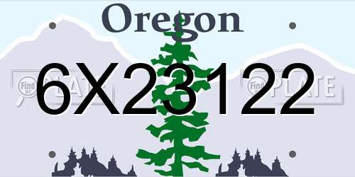 6X23122 Oregon License Plate