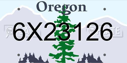 6X23126 Oregon License Plate
