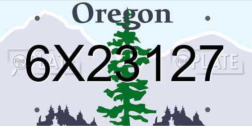 6X23127 Oregon License Plate