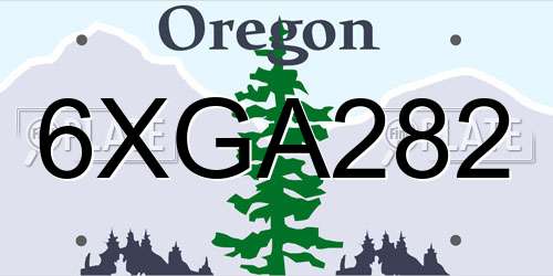 6XGA282 Oregon License Plate