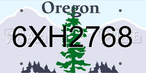 6XH2768 Oregon License Plate