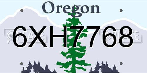 6XH7768 Oregon License Plate