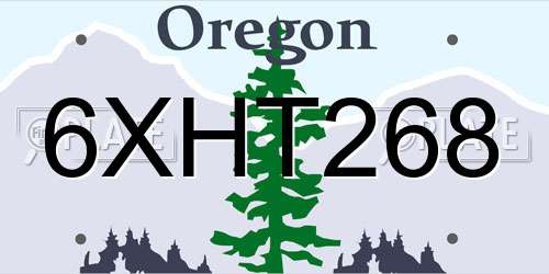 6XHT268 Oregon License Plate