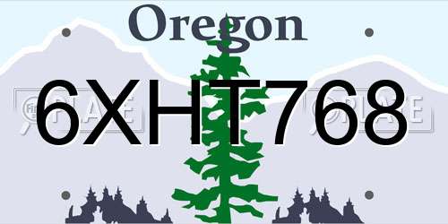 6XHT768 Oregon License Plate