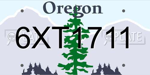 6XT1711 Oregon License Plate