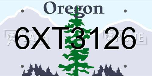 6XT3126 Oregon License Plate
