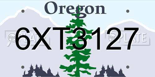 6XT3127 Oregon License Plate