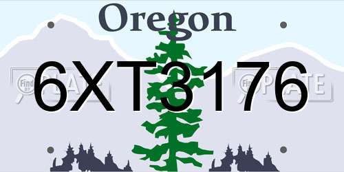 6XT3176 Oregon License Plate