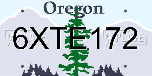 6XTE172 Oregon License Plate