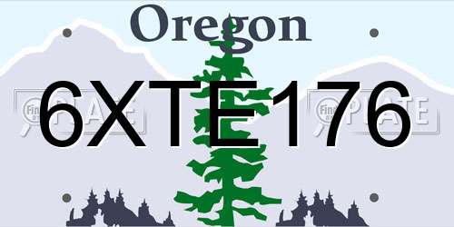 6XTE176 Oregon License Plate