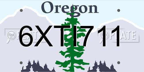 6XTI711 Oregon License Plate