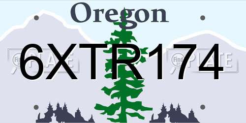 6XTR174 Oregon License Plate