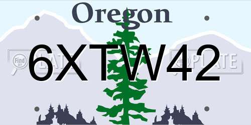 6XTW42 Oregon License Plate