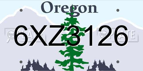 6XZ3126 Oregon License Plate