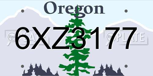 6XZ3177 Oregon License Plate