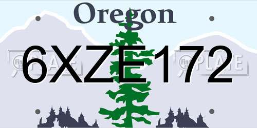 6XZE172 Oregon License Plate