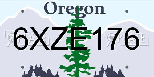 6XZE176 Oregon License Plate