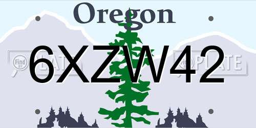 6XZW42 Oregon License Plate
