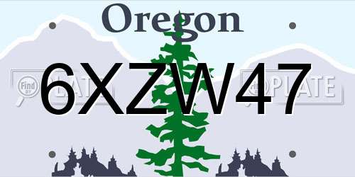 6XZW47 Oregon License Plate