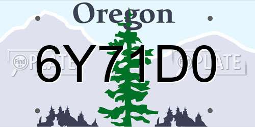 6Y71D0 Oregon License Plate
