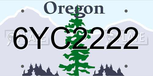 6YC2222 Oregon License Plate