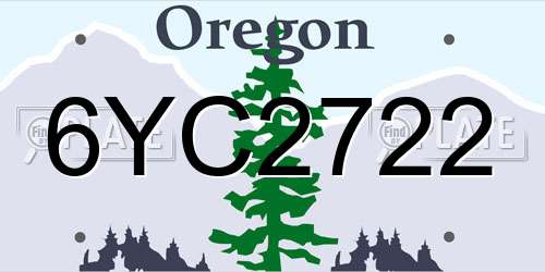 6YC2722 Oregon License Plate