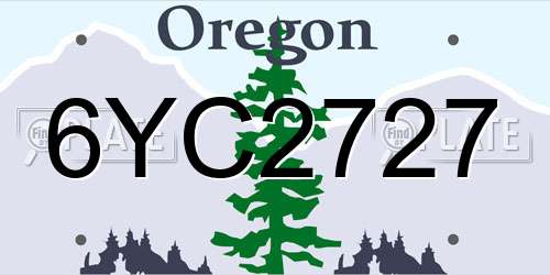 6YC2727 Oregon License Plate