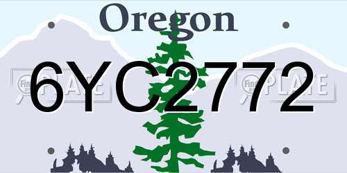 6YC2772 Oregon License Plate