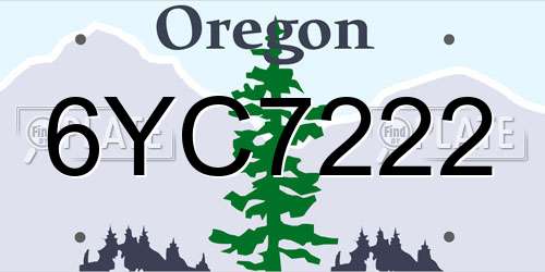 6YC7222 Oregon License Plate