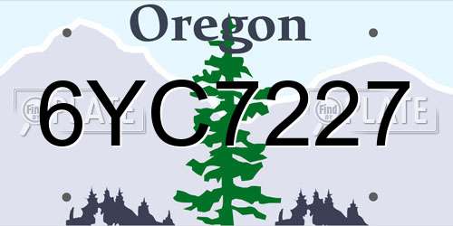 6YC7227 Oregon License Plate