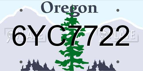 6YC7722 Oregon License Plate