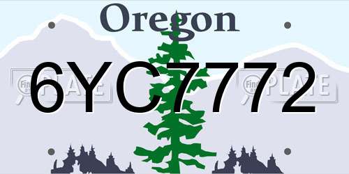 6YC7772 Oregon License Plate