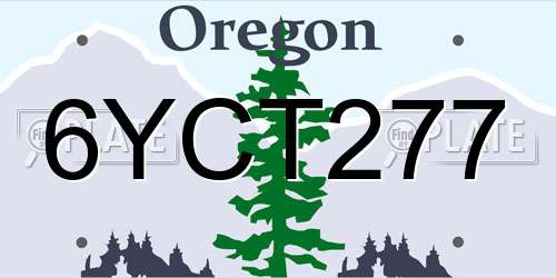 6YCT277 Oregon License Plate