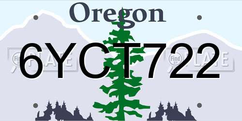 6YCT722 Oregon License Plate
