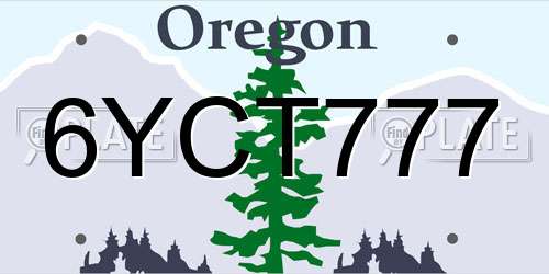 6YCT777 Oregon License Plate