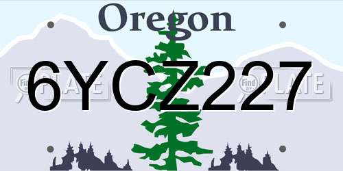 6YCZ227 Oregon License Plate