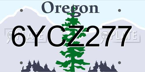 6YCZ277 Oregon License Plate