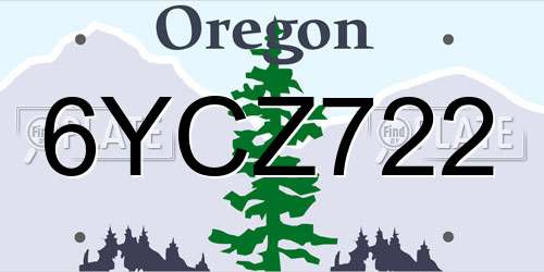6YCZ722 Oregon License Plate