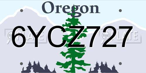 6YCZ727 Oregon License Plate