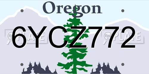6YCZ772 Oregon License Plate