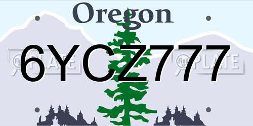 6YCZ777 Oregon License Plate