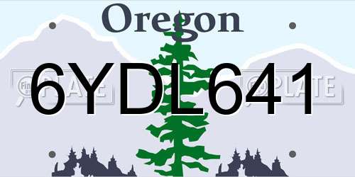 6YDL641 Oregon License Plate