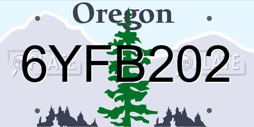 6YFB202 Oregon License Plate