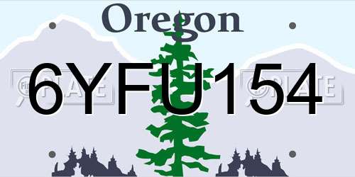 6YFU154 Oregon License Plate