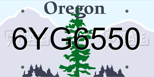 6YG6550 Oregon License Plate