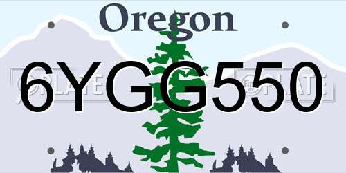 6YGG550 Oregon License Plate