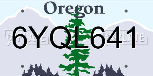 6YQL641 Oregon License Plate