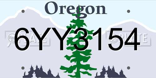 6YY3154 Oregon License Plate